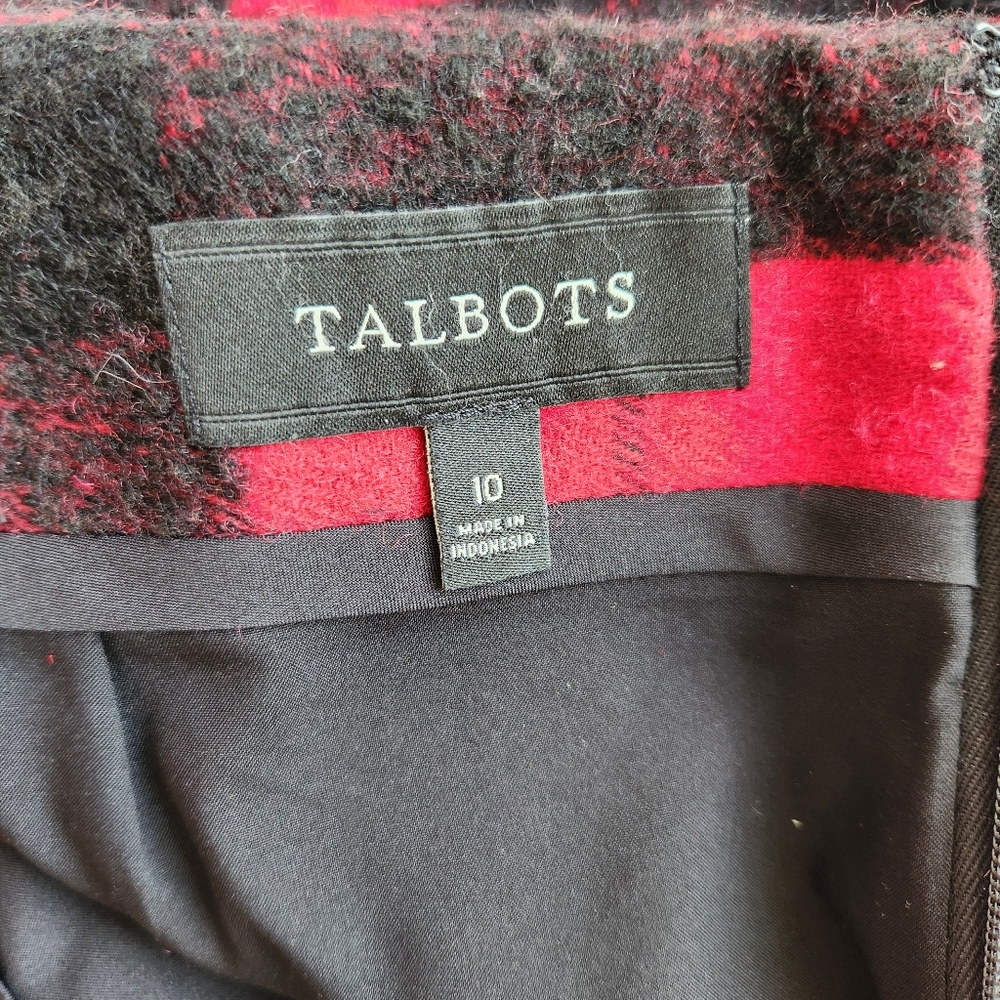 Wool Blend Pencil Skirt Buffalo Plaid Red Black Check Academia Preppy Size 10 - Picture 6 of 12